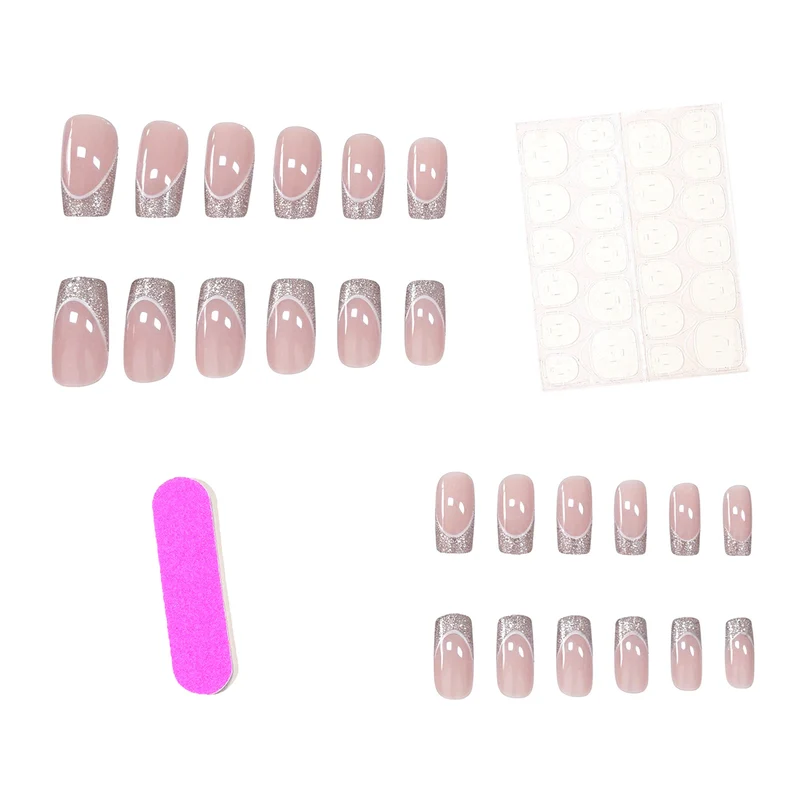 Glamouröses French Tip Glitter Nagelkunst Karnz
