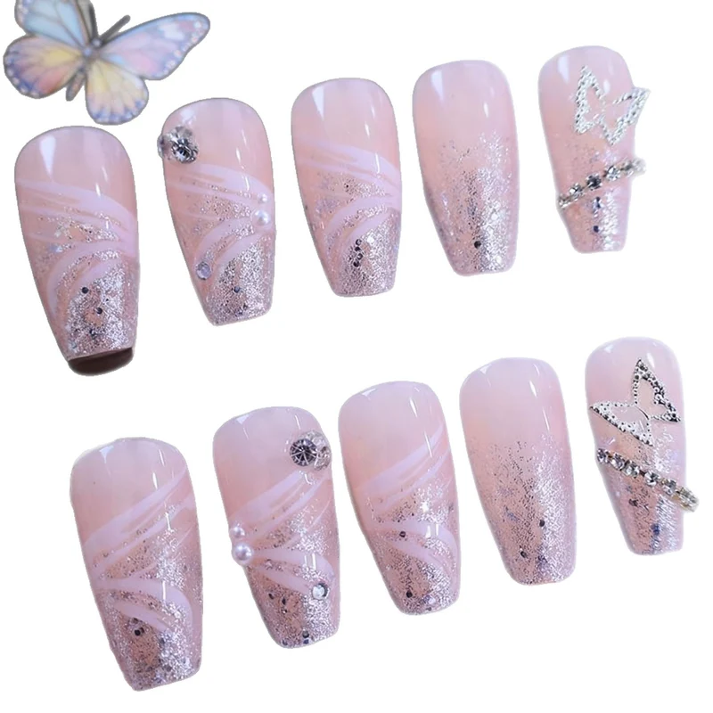 Glamouröse 3D Strass Nagelkunst Extensions Karnz