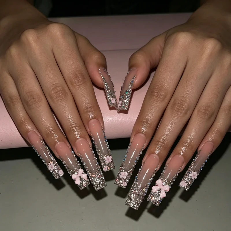 Glamouröse 3D Blumen Acryl Nagelkunst Verbesserungen Karnz