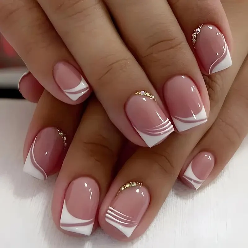 Elegante französische Spitzen-Gel-Nagelerweiterungen Karnz