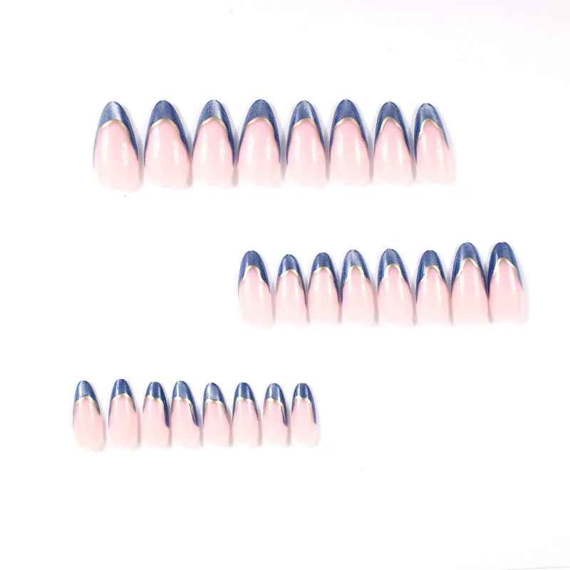 Elegante Französische Spitze Blaue Ombre Nagelverstärkungen Karnz