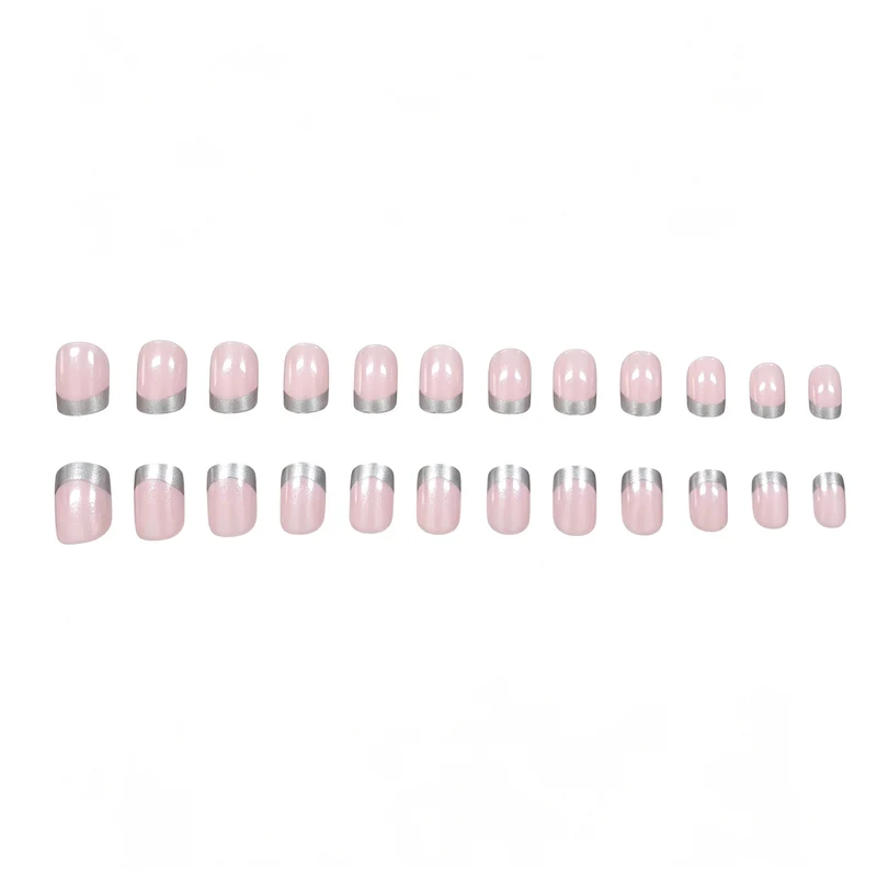 Elegantes silbergetipptes Acryl-Nagelset Karnz
