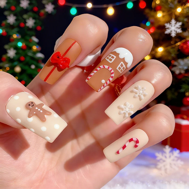 Festliche Feiertags-Themen Press-On Nagelkunst Karnz