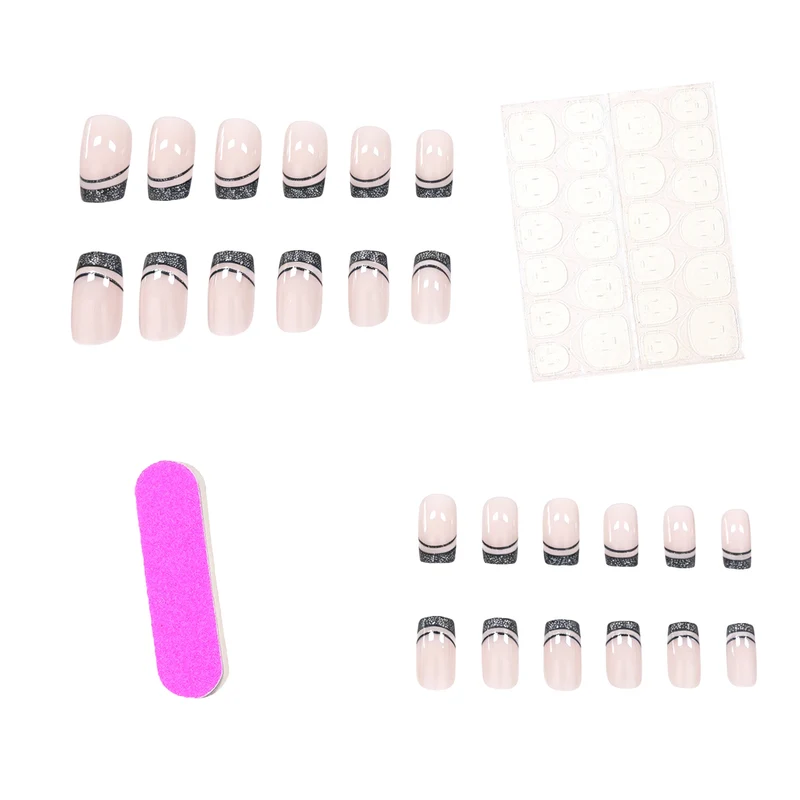 Elegante Glitzernde French Tip Nagelkunst Karnz