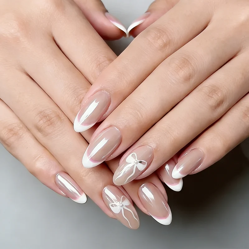 Elegante florale französische Spitzen-Nagelerweiterungen Karnz