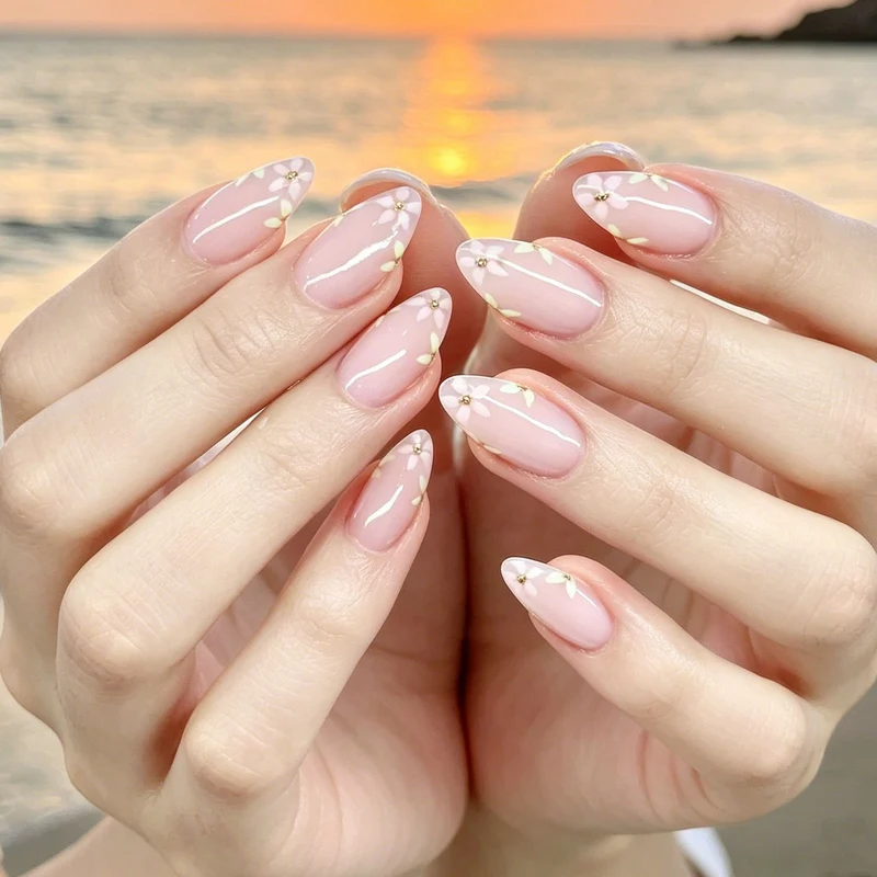 Elegante florale französische Spitze Nagelkunstverlängerungen Karnz