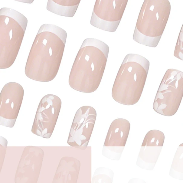 Elegantes Floral Design Press-On-Nagelset Karnz