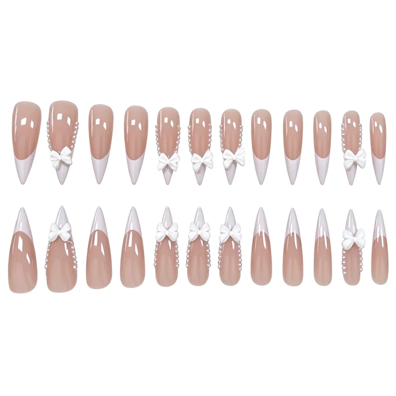 Elegante mit Schleife verzierte Nagelkunst Karnz