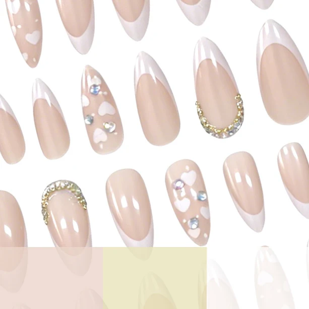 Elegante Mandel-förmige Französische Spitze Nagelkunst Karnz
