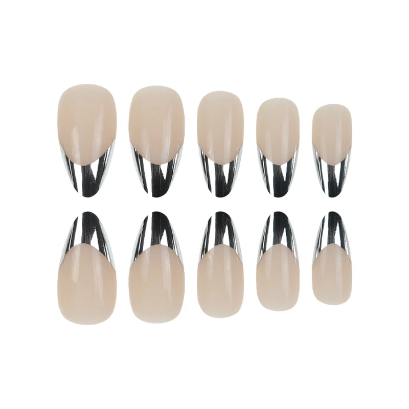 Lange Stiletto Metallic Tip Press-On Nägel Karnz