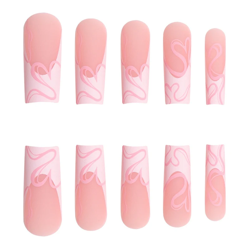 Langes Press-On Nagelkunstset mit Herzdesign Karnz