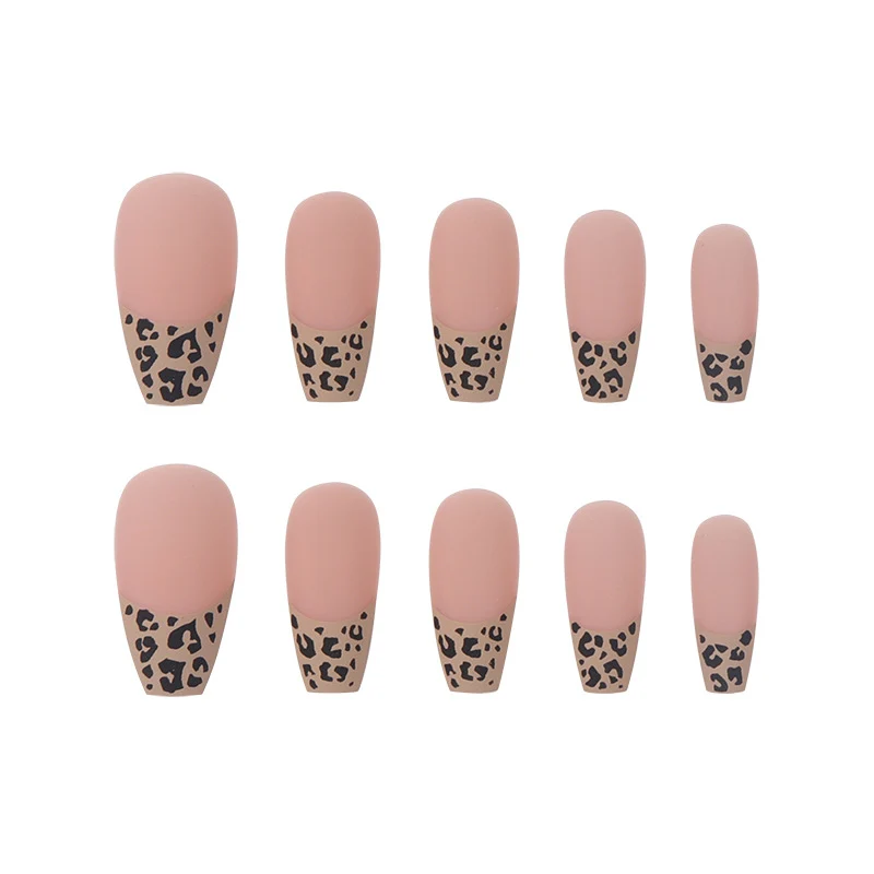 Leopard Print French Tip Press-On Nails Karnz
