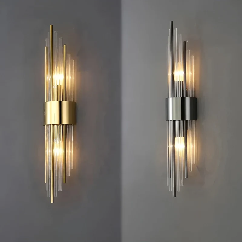 Wandleuchte mit Kristalleffekt – Elegantes Design mit goldenen Akzenten