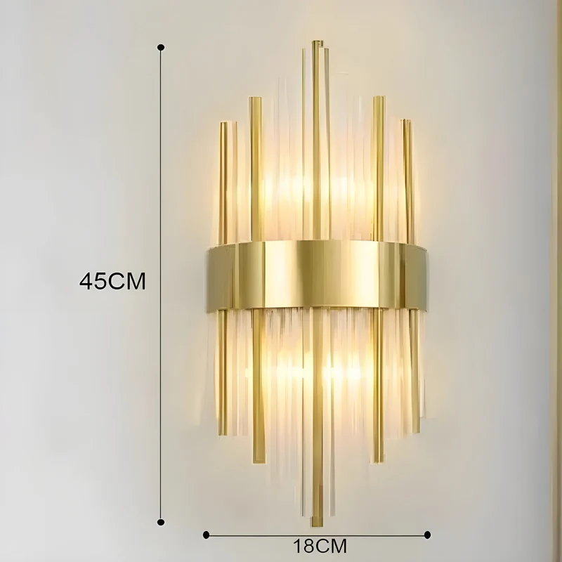 Wandleuchte mit Kristalleffekt – Elegantes Design mit goldenen Akzenten