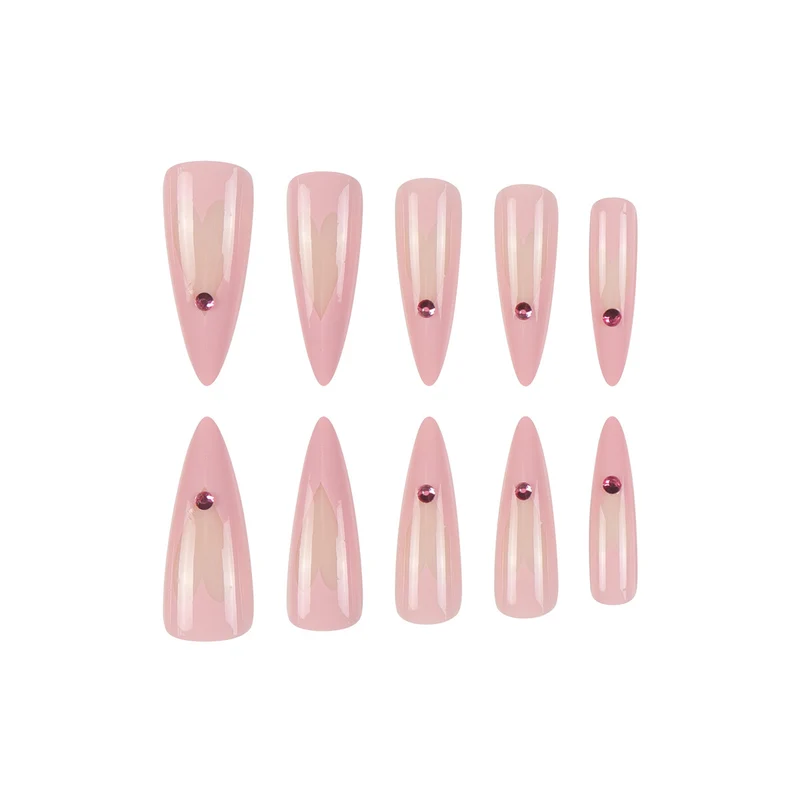 Herz-Design Stiletto Press-On Nägel Karnz