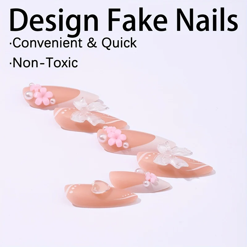 Kunstnagelset mit zartem Blumendesign Karnz