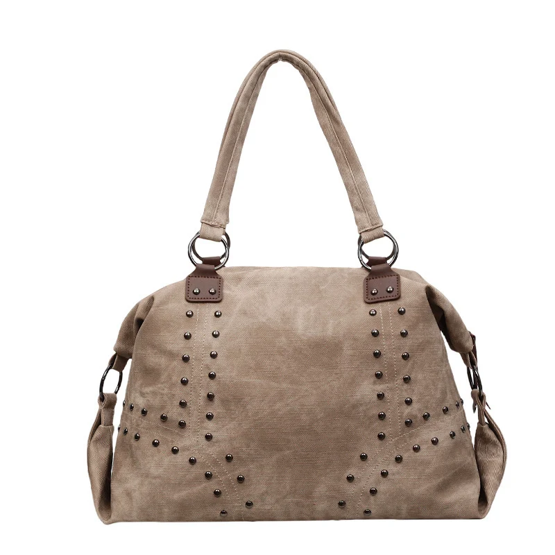Stylische Wildleder-Tote-Handtasche mit dekorativen Nieten
