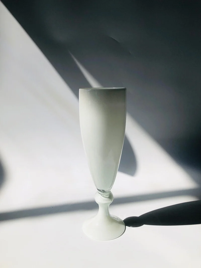 Hoch Handgeblasenes Fuß-Vase Trompeten Glas Karnz