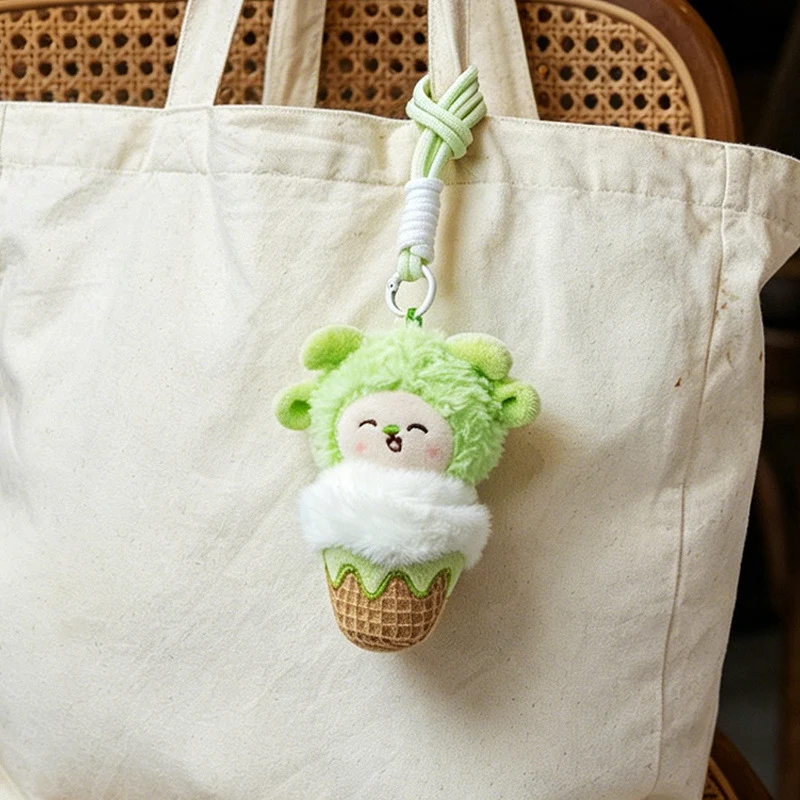 Plüsch Löwe Eiscreme Tasche Charm mit geknotetem Seilriemen Karnz