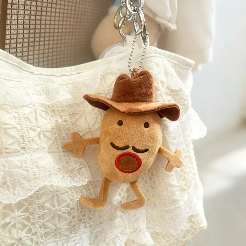 Neuheit Cowboy Charakter Plüsch Taschenanhänger Schlüsselring mit Metallkugel-Kette und kuschelbarem Körper Karnz