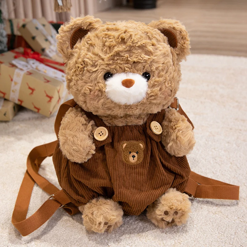 Plüsch Teddy Bär Rucksack mit Corduroy Latzhose & verstellbaren Trägern Karnz