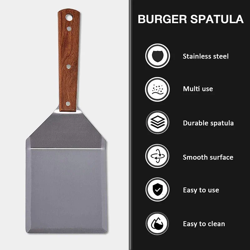 Edelstahl Spatel Schaber mit Holzgriff Grillwender | Karnz