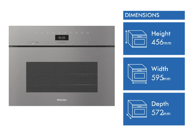 Miele 45cm Handleless Compact Combination Steam Oven with HydroClean Self-Cleaning Function Graphite Grey