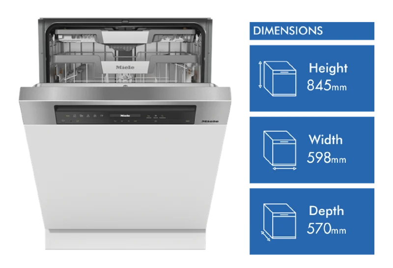 Miele 60cm XXL Semi-Integrated Dishwasher with AutoOpen Drying and Automatic Dispensing PowerDisk CleanSteel