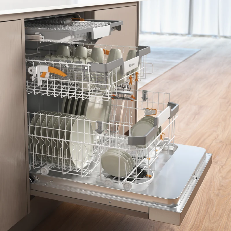Miele 60cm Semi-Integrated Dishwasher with AutoOpen Drying and Automatic Dispensing PowerDisk CleanSteel Fascia