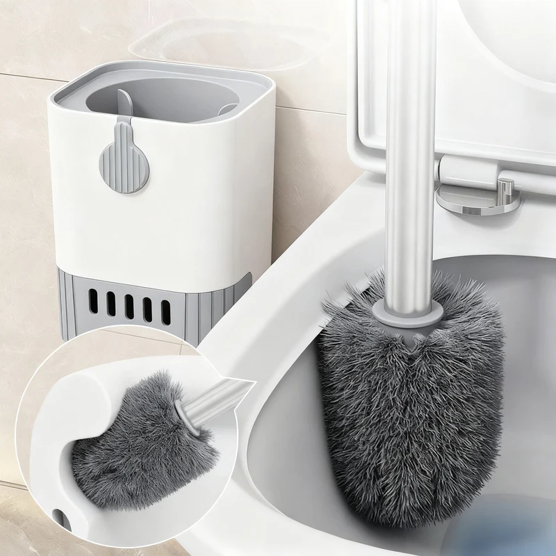 Toilettenbürste mit Halter und Ablage