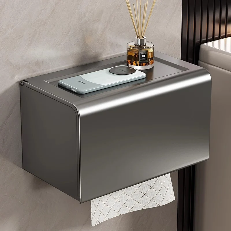 Wandmontierte Toilettenpapierbox aus Aluminium