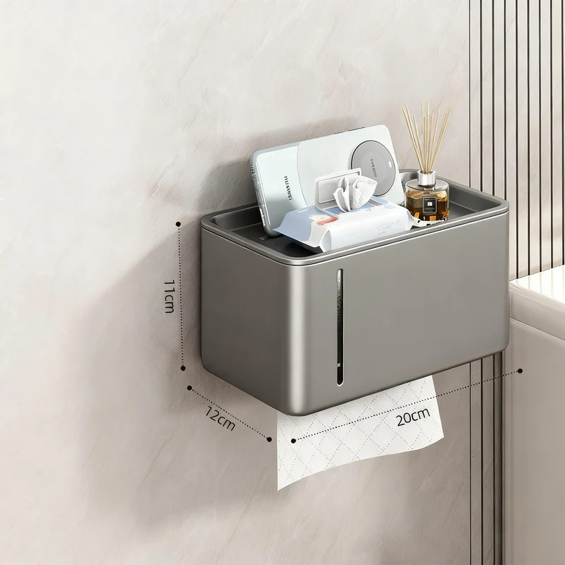 Wandmontierte Toilettenpapierbox aus Aluminium