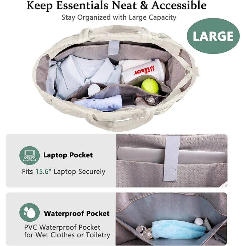 Quilted Multi-Compartment Sport Tote Bag Karnz