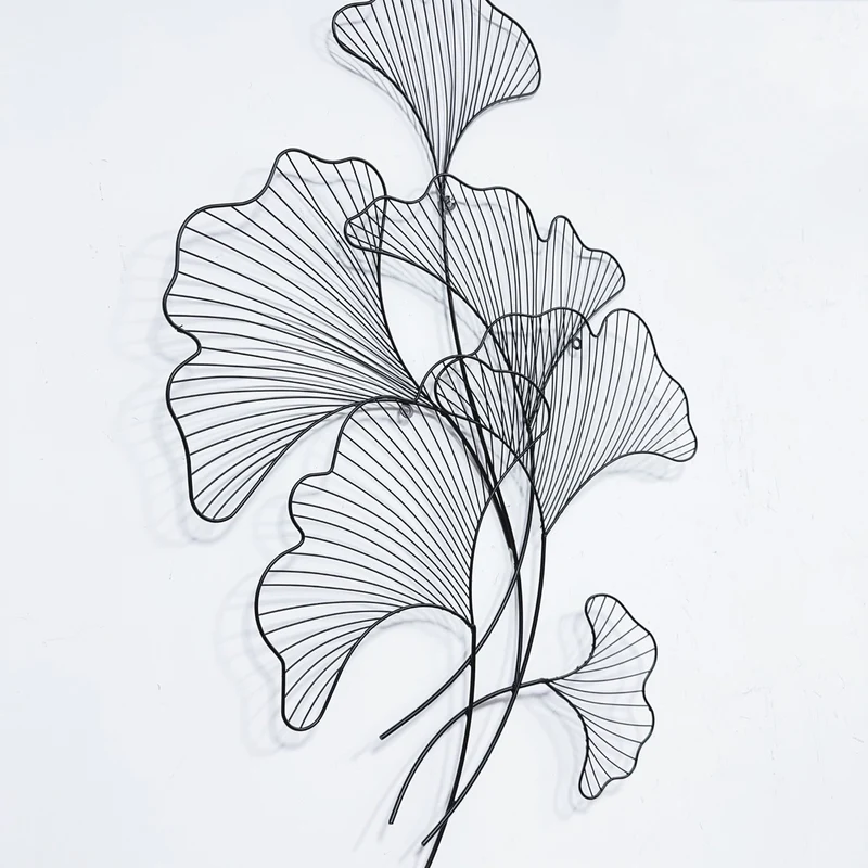 Elegante Ginkgo-Blatt Metall Wandskulptur Karnz