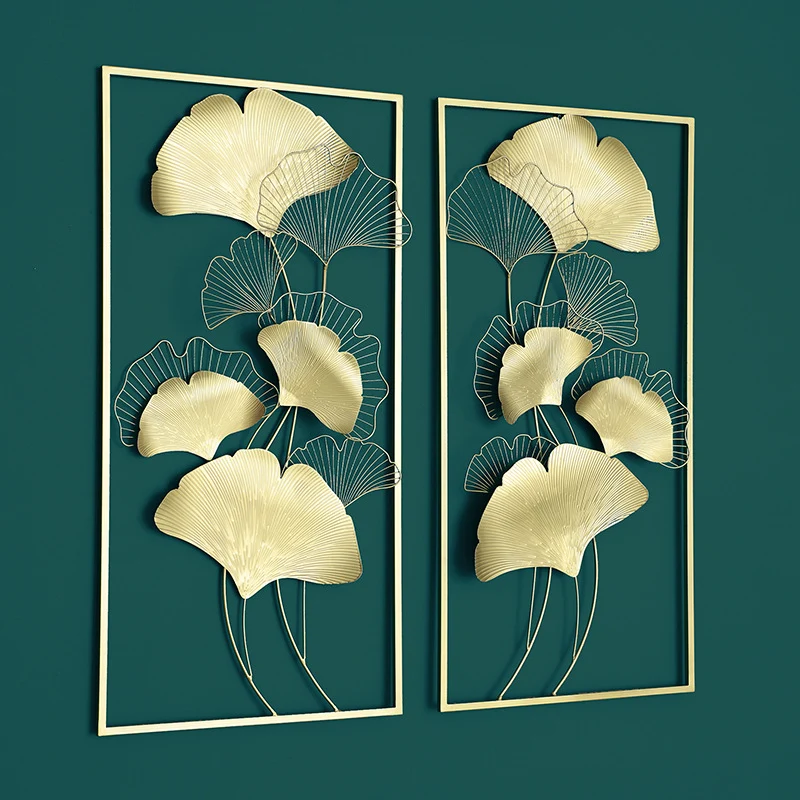 Elegante Ginkgo-Blatt Metall Wandkunst Skulptur Karnz
