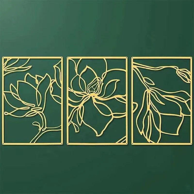 Elegante Florale Wandkunst Skulptur Set Karnz