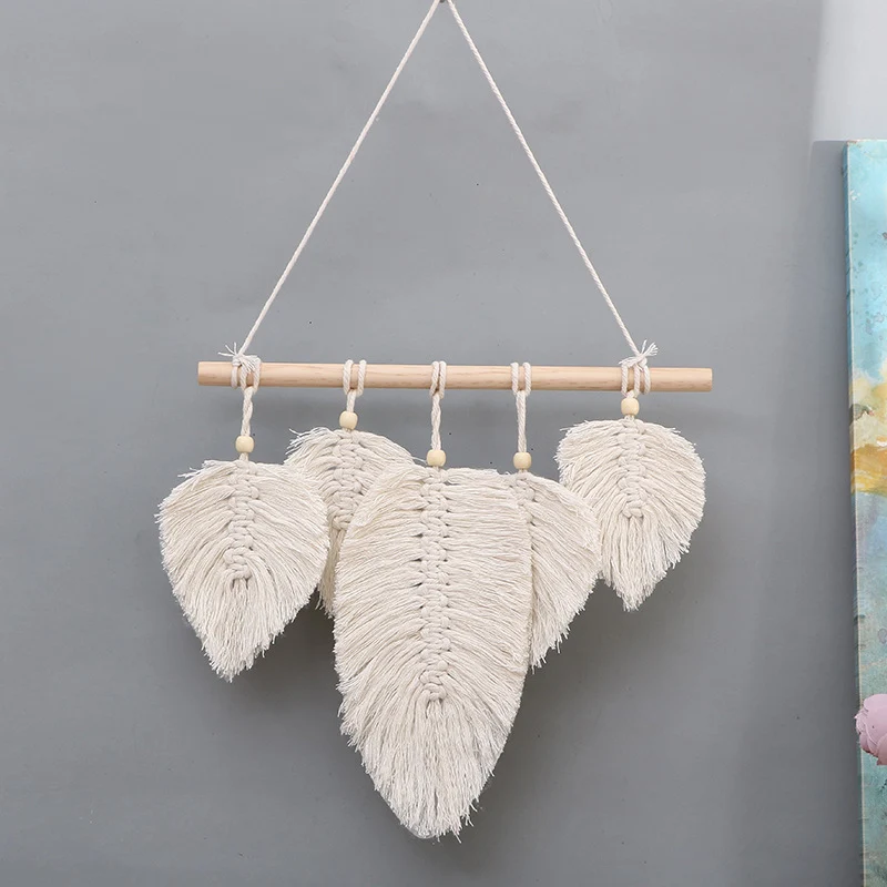 Künstlerischer Makramee-Blatt Wandbehang Karnz