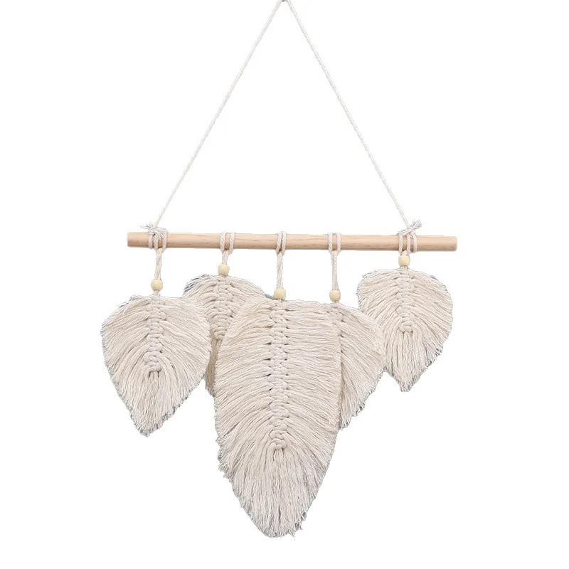 Künstlerischer Makramee-Blatt Wandbehang Karnz