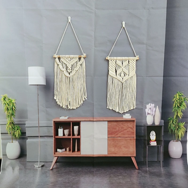 E intricate Macramé Wandbehang Karnz