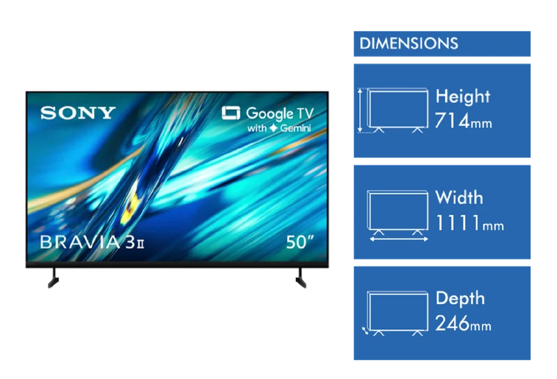 Sony 50" BRAVIA 3 II 4K HDR AI Google TV with Gemini 2026