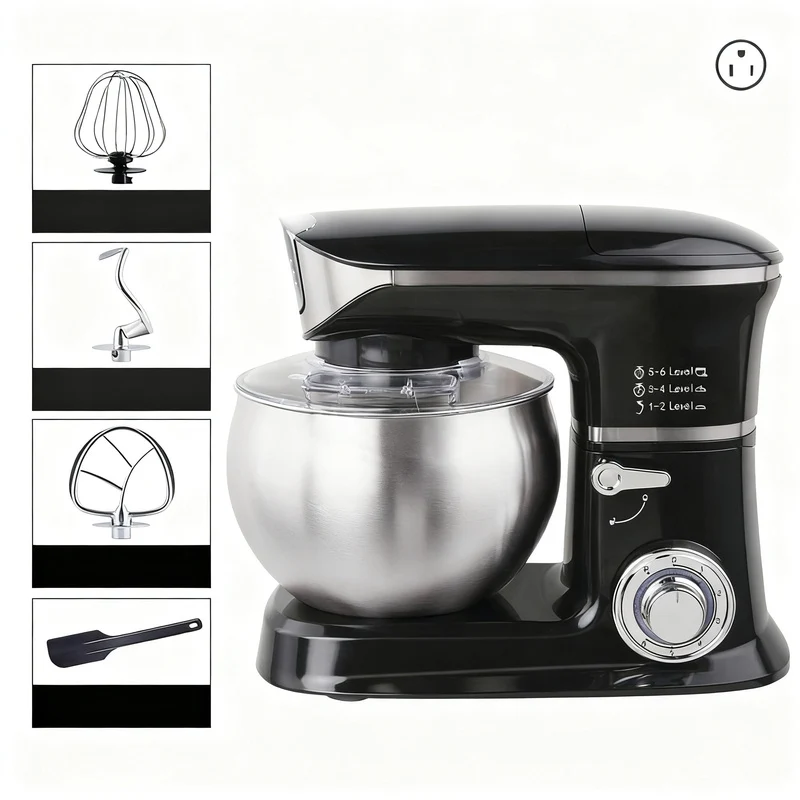 Küchenmaschine 5 L, Edelstahl, mehrere Stecker