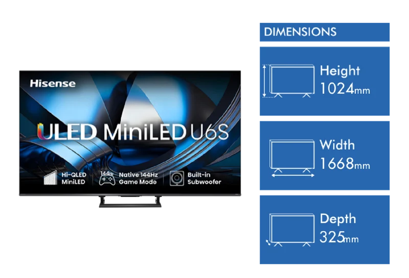 Hisense 75" U6SAU 4K ULED MiniLED Hi-QLED 144Hz Smart AI TV 2026