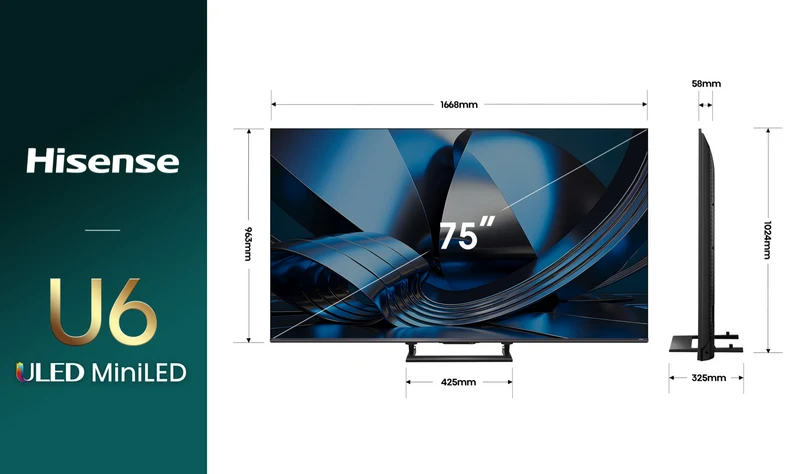 Hisense 75" U6SAU 4K ULED MiniLED Hi-QLED 144Hz Smart AI TV 2026