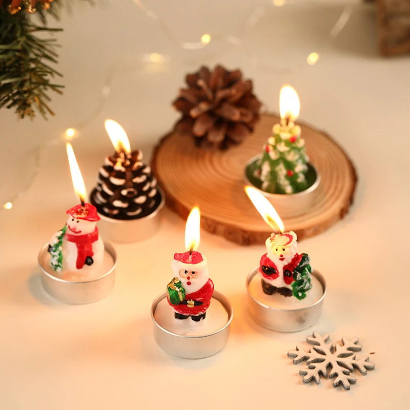 Santa-Figurine-Teelicht-Kerzen-Set für festliche Tischdekoration