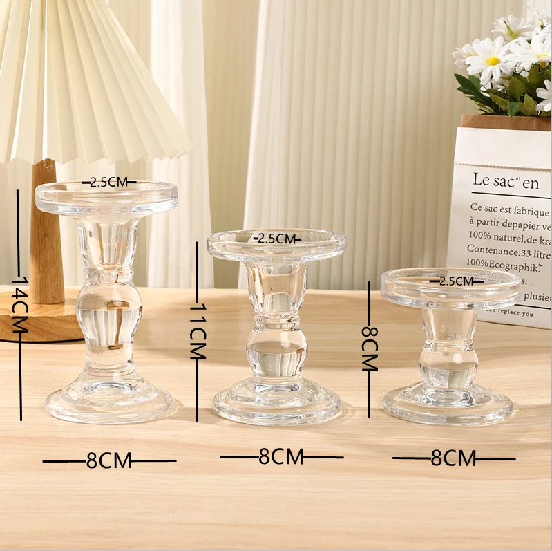 Gepresster Kristallglas Vintage-Stil Einzel-Taper Kerzenhalter