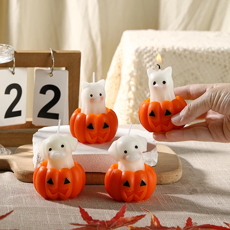 Neuheit Halloween Welpe-in-Kürbis dekorative Wachskerze