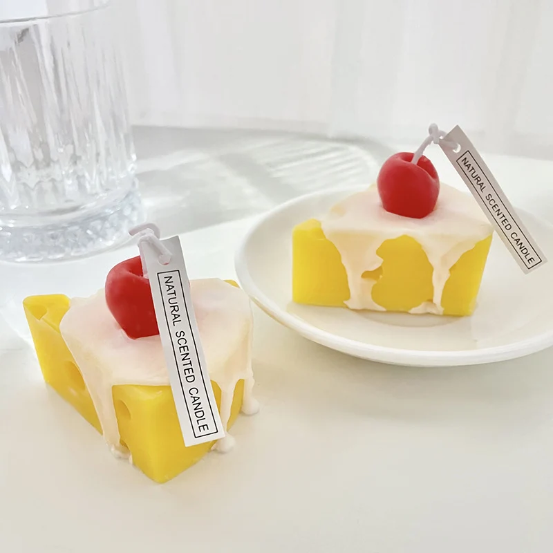 Neuheit Käsekuchen-Style schmelzende Wachs Duftkerze mit Kirschoberteil