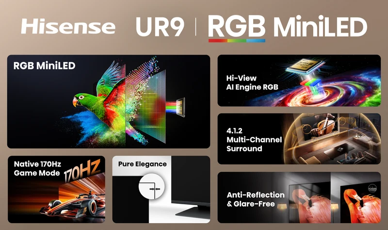 Hisense 65" UR9SAU RGB 4K MiniLED 170Hz TV 2026