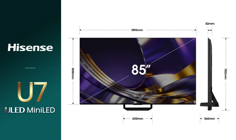 Hisense 85" U7SAU 4K ULED MiniLED 165Hz TV 2026