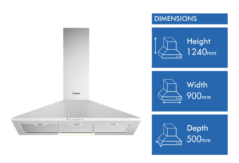 Westinghouse 90cm Canopy Rangehood, Stainless Steel
